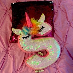 Justice “S” sequin pillow